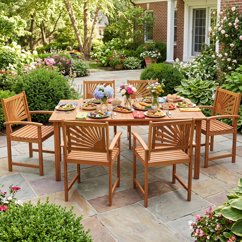 Acacia Wood Outdoor Dining Chairs - Set of 2