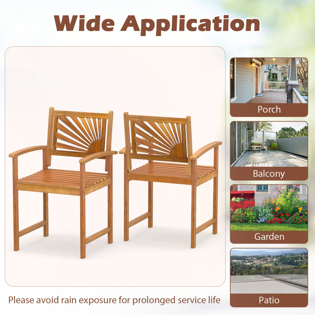 Acacia Wood Outdoor Dining Chairs - Set of 2