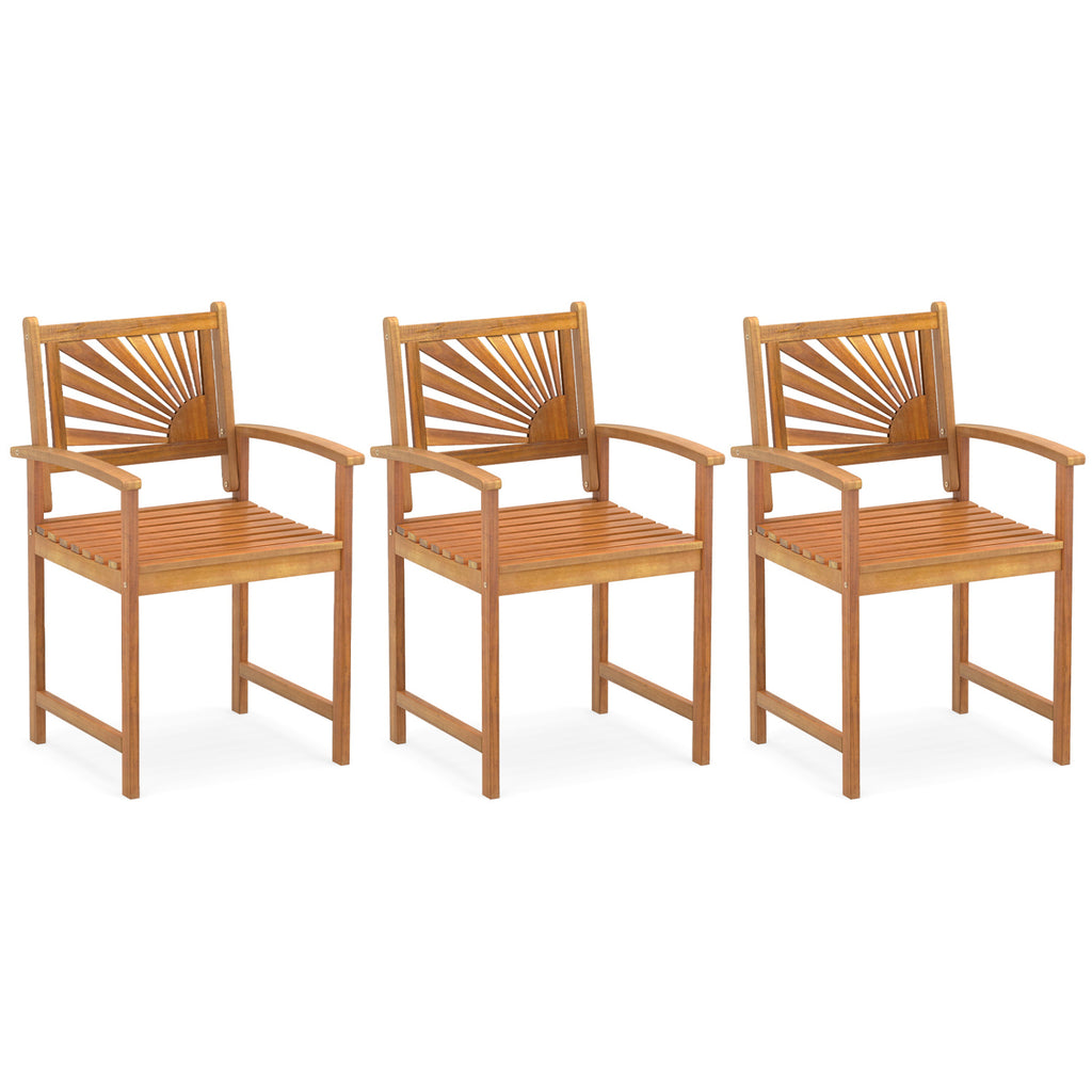Acacia Wood Outdoor Dining Chairs - Set of 2