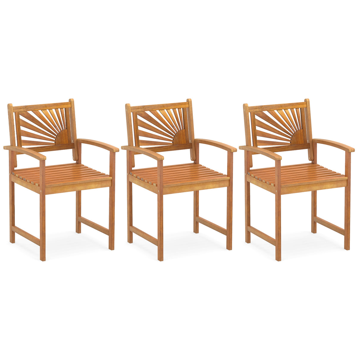 Acacia Wood Outdoor Dining Chairs - Set of 2