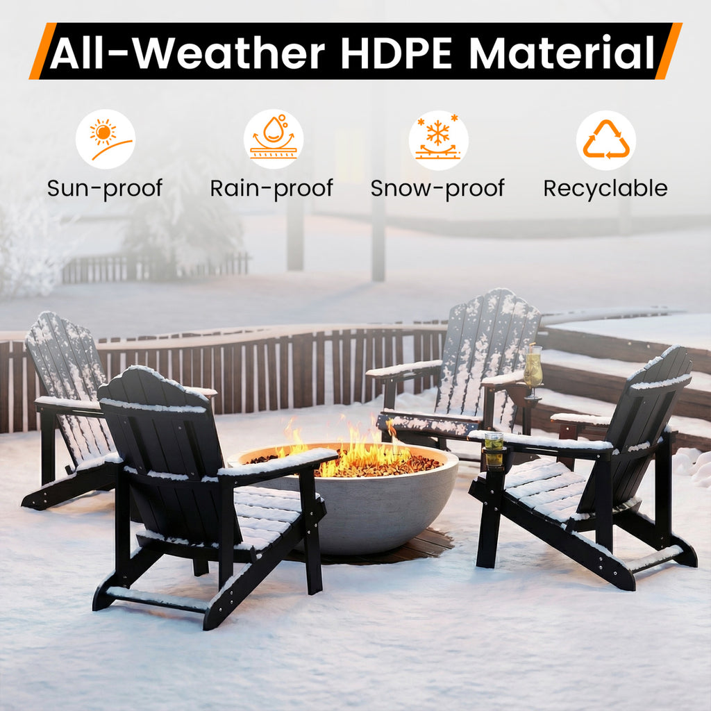 Outdoor Adirondack Chair with Built-in Cup Holder for Backyard Porch