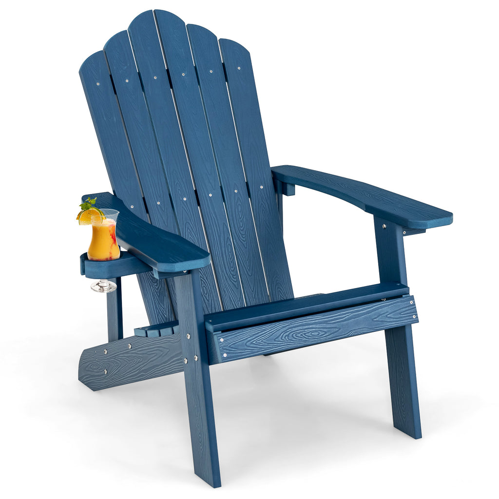 Outdoor Adirondack Chair with Cup Holder, Navy