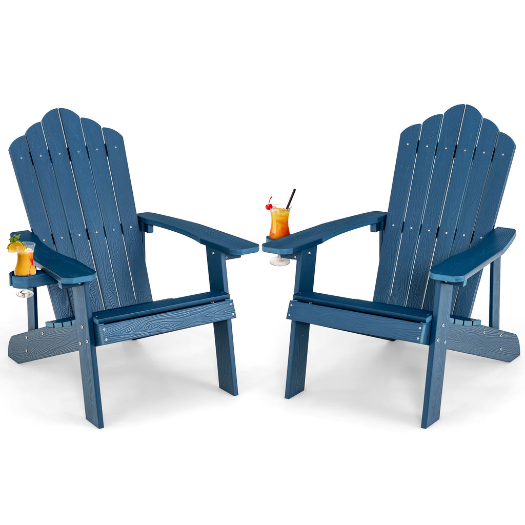 Outdoor Adirondack Chair with Cup Holder, Navy