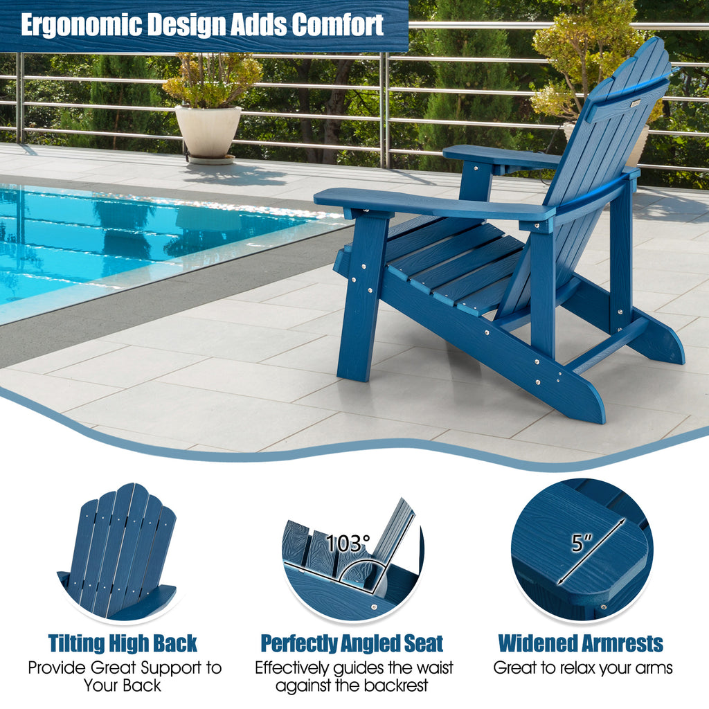 Outdoor Adirondack Chair with Cup Holder, Navy