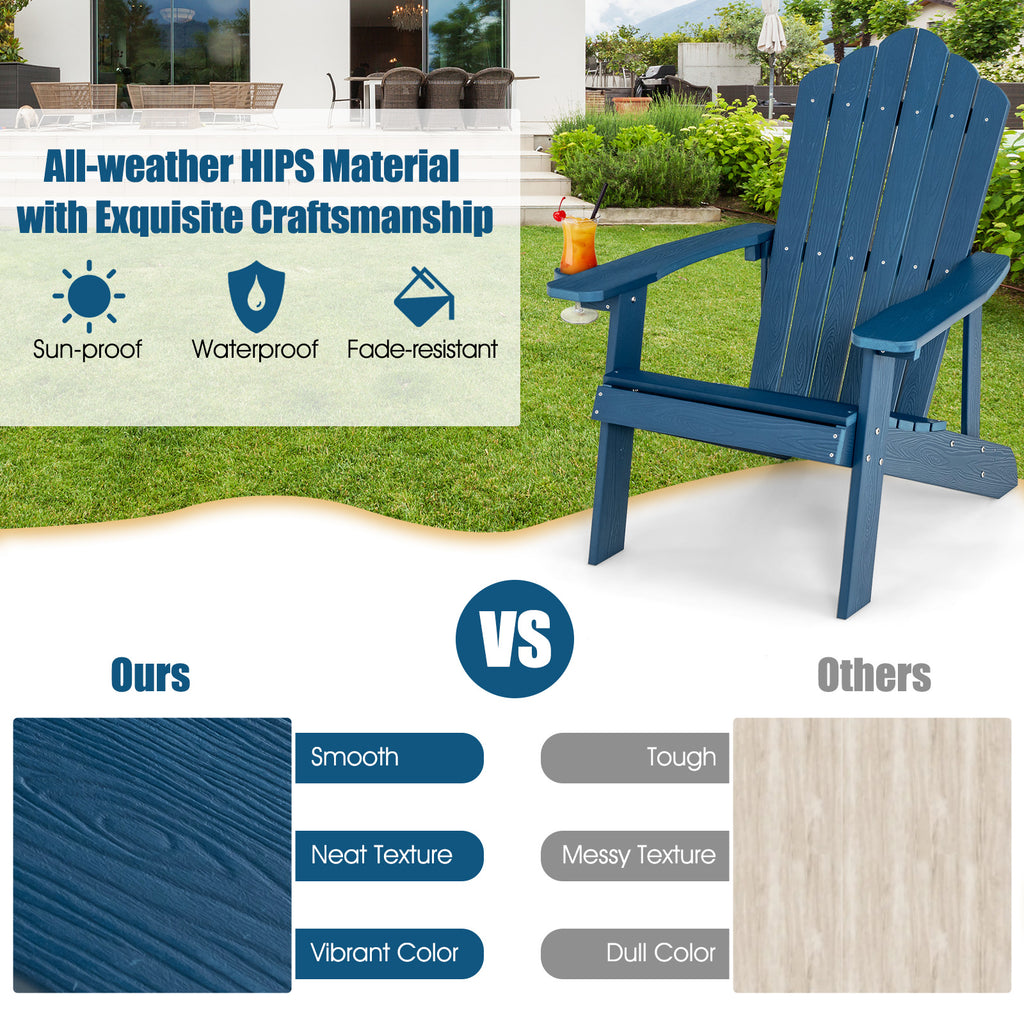 Outdoor Adirondack Chair with Cup Holder, Navy