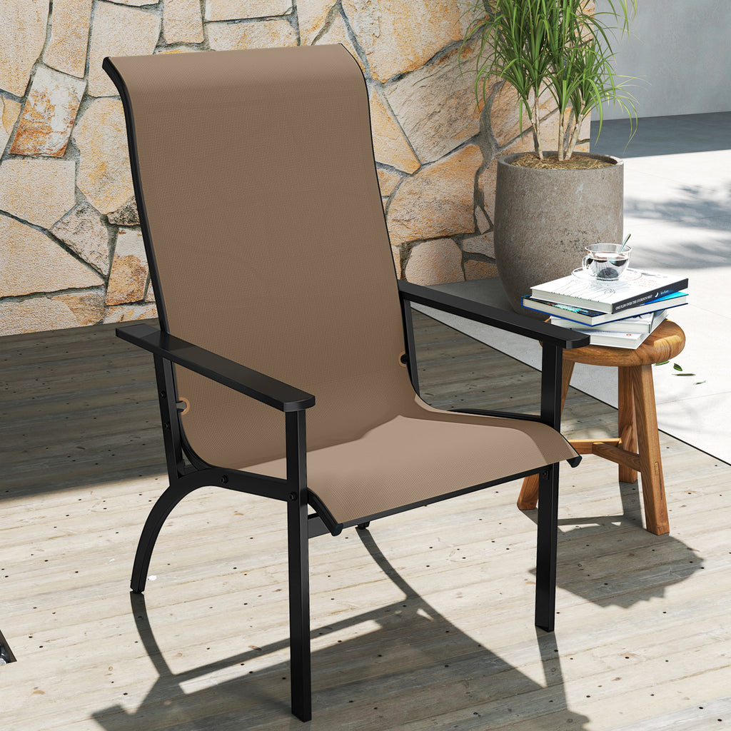 Outdoor Adirondack Chair with Metal Frame - Coffee Fabric