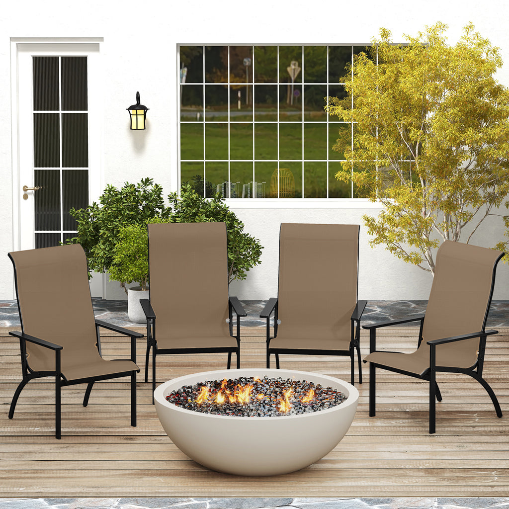 Outdoor Adirondack Chair with Metal Frame - Coffee Fabric