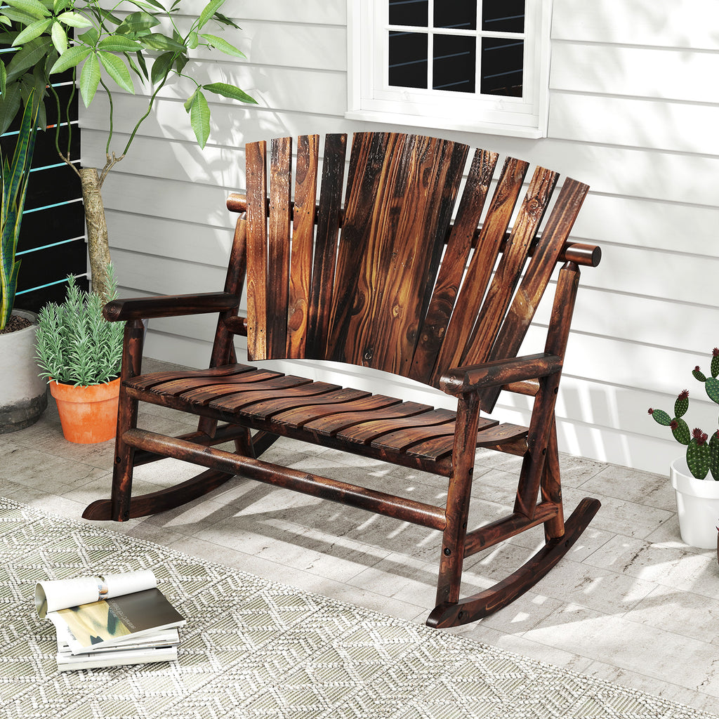 Outdoor Adirondack Rocking Chair for Adults with High Back and