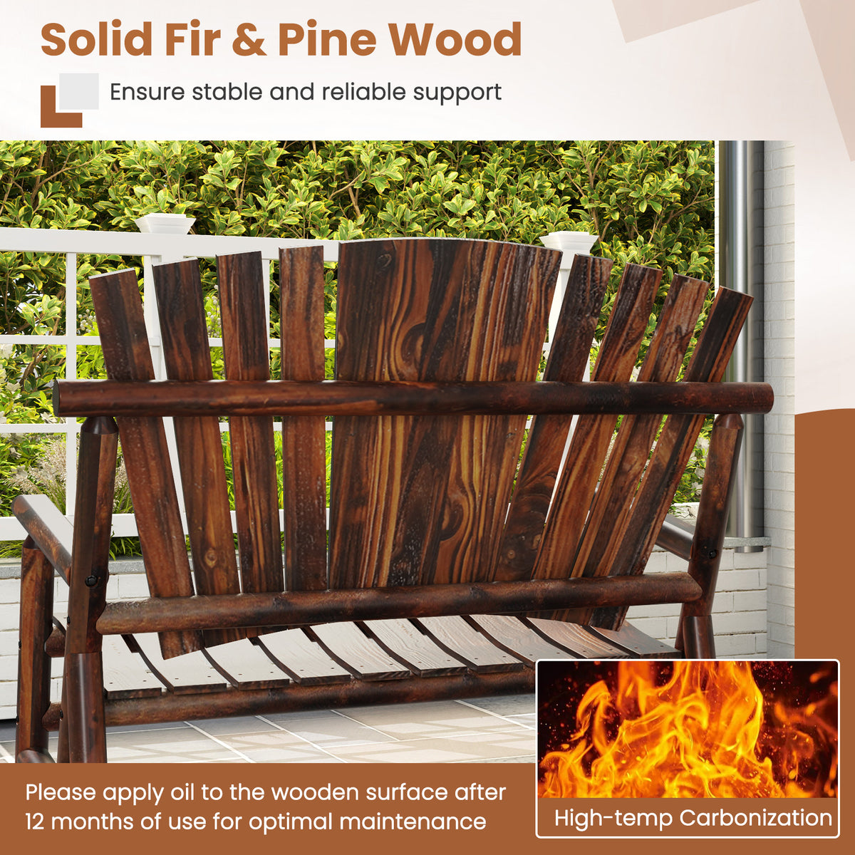 Outdoor Adirondack Rocking Chair for Adults with High Back and