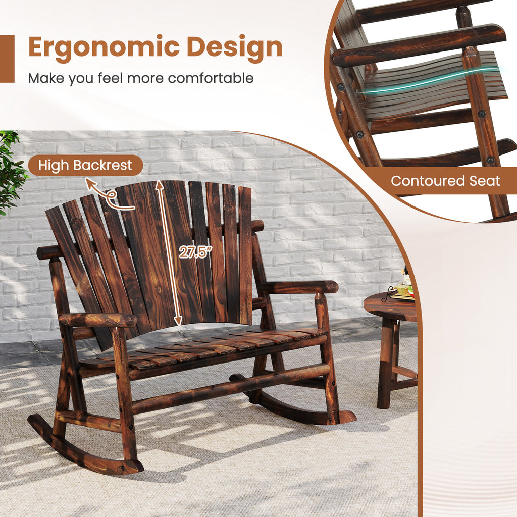 Outdoor Adirondack Rocking Chair for Adults with High Back and