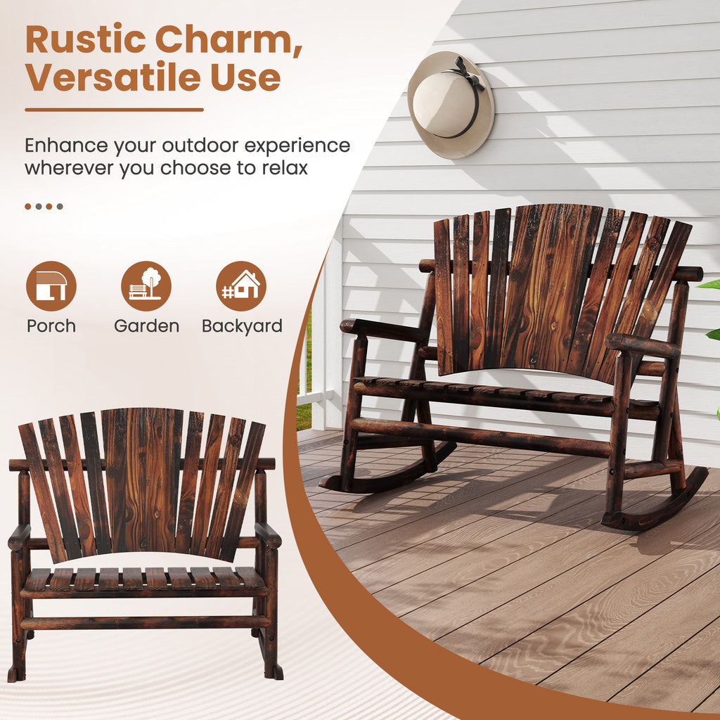 Outdoor Adirondack Rocking Chair for Adults with High Back and