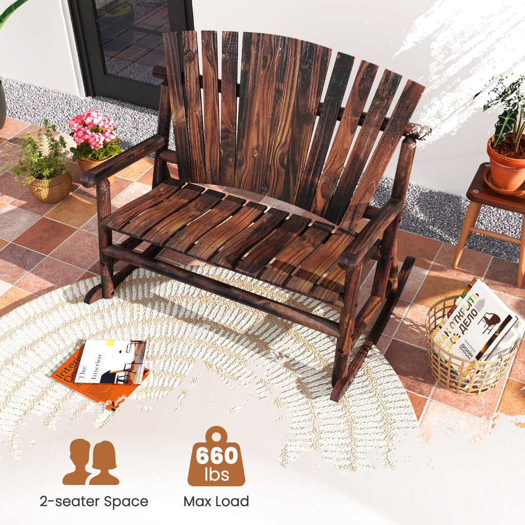 Outdoor Adirondack Rocking Chair for Adults with High Back and