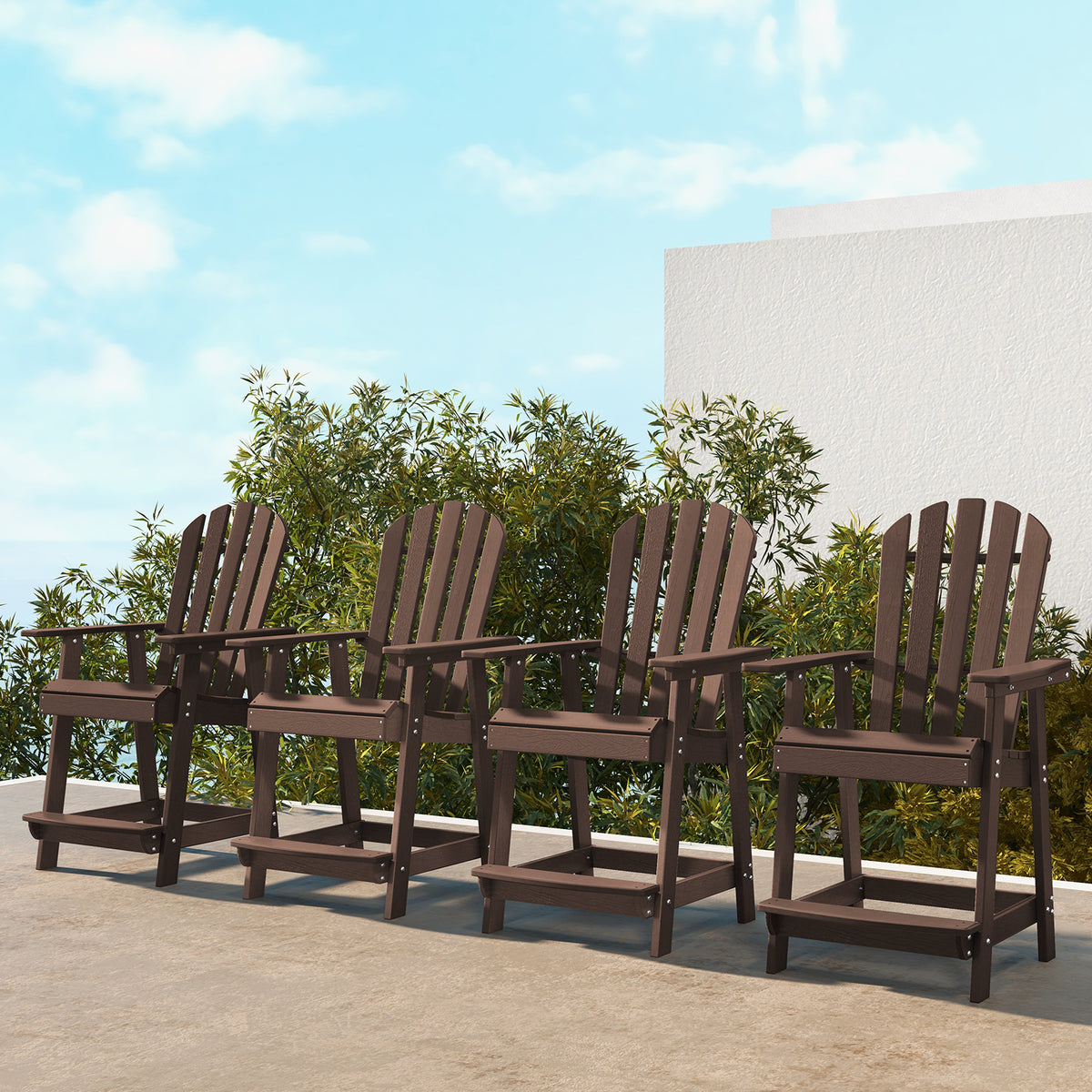 HDPE Patio Chair with Armrest and Footrest for Indoor Outdoor