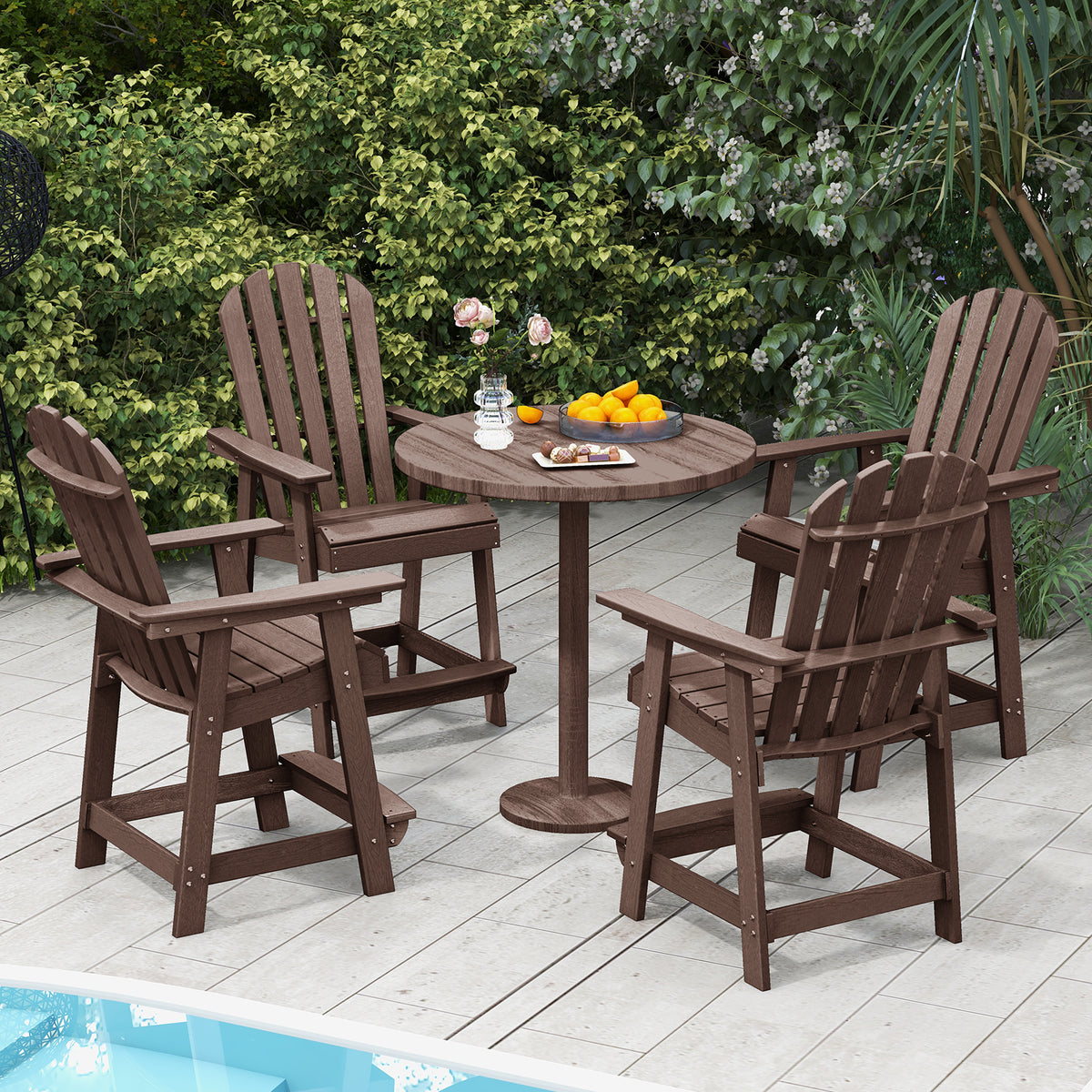 HDPE Patio Chair with Armrest and Footrest for Indoor Outdoor