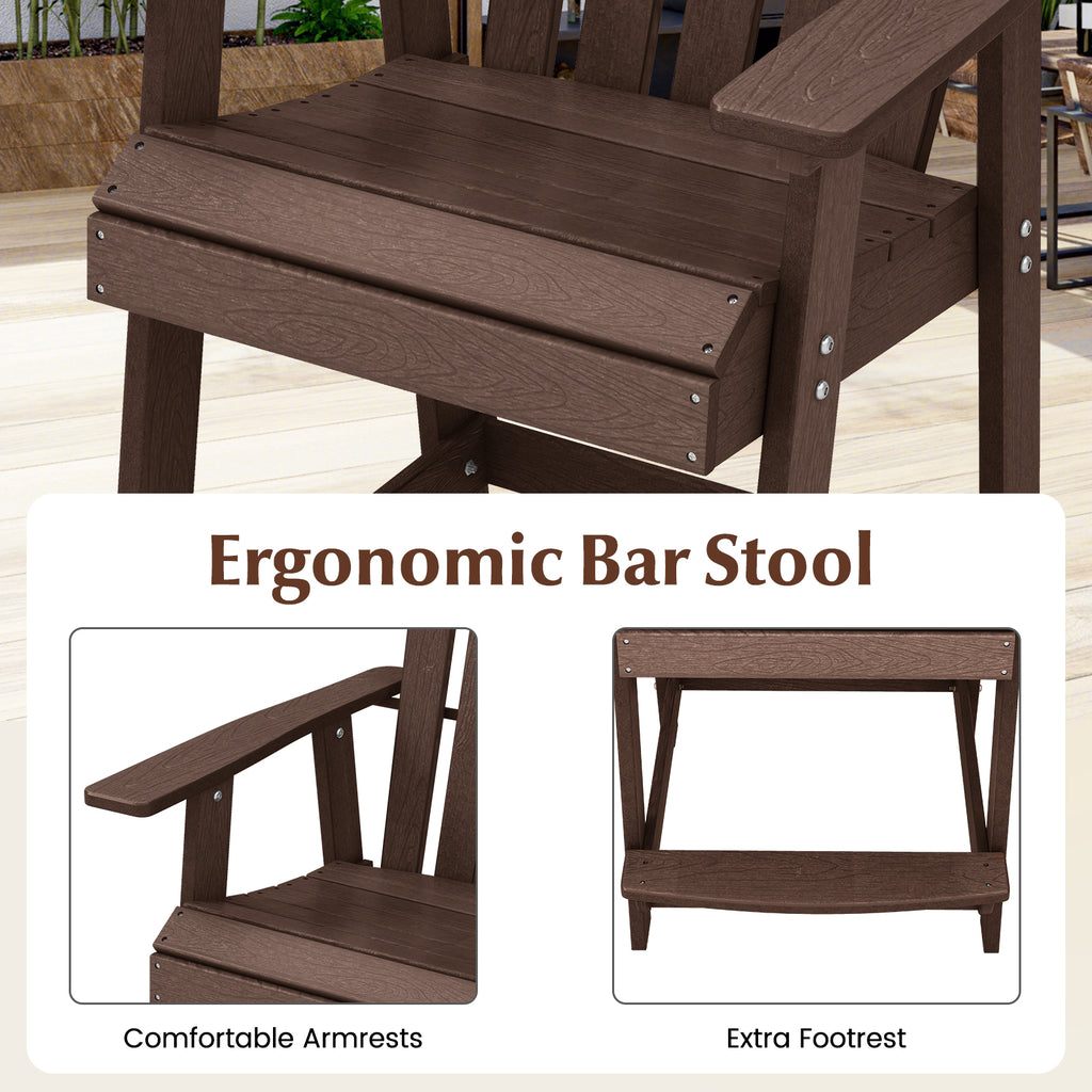 HDPE Patio Chair with Armrest and Footrest for Indoor Outdoor