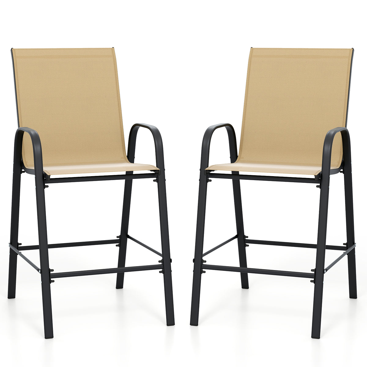 Outdoor Bar Stools Set of 2 29 Inch Fabric Height with Armrests
