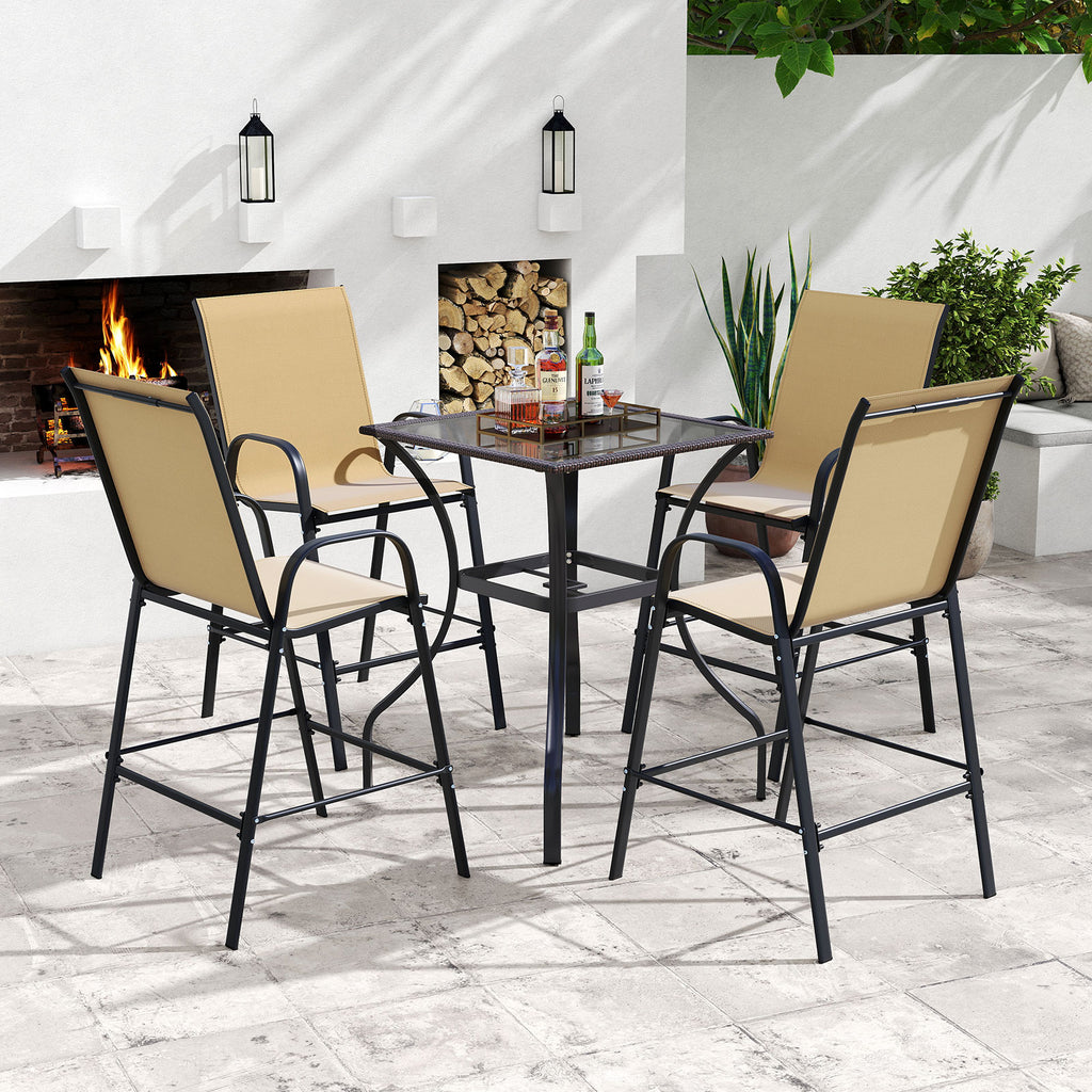 Outdoor Bar Stools Set of 2 29 Inch Fabric Height with Armrests