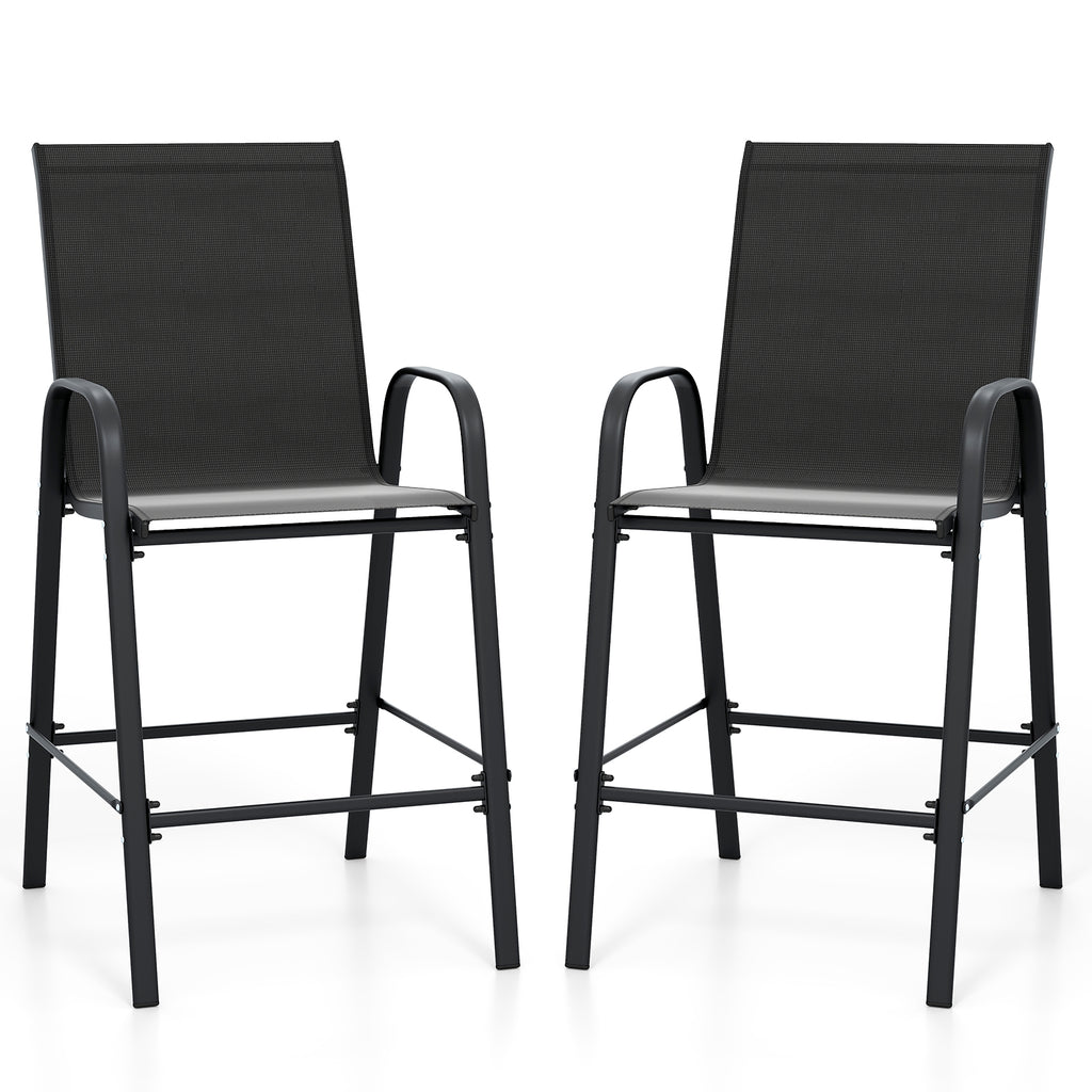Outdoor Counter Stools Set of 2, Red – 25" Seat Height with Armrests