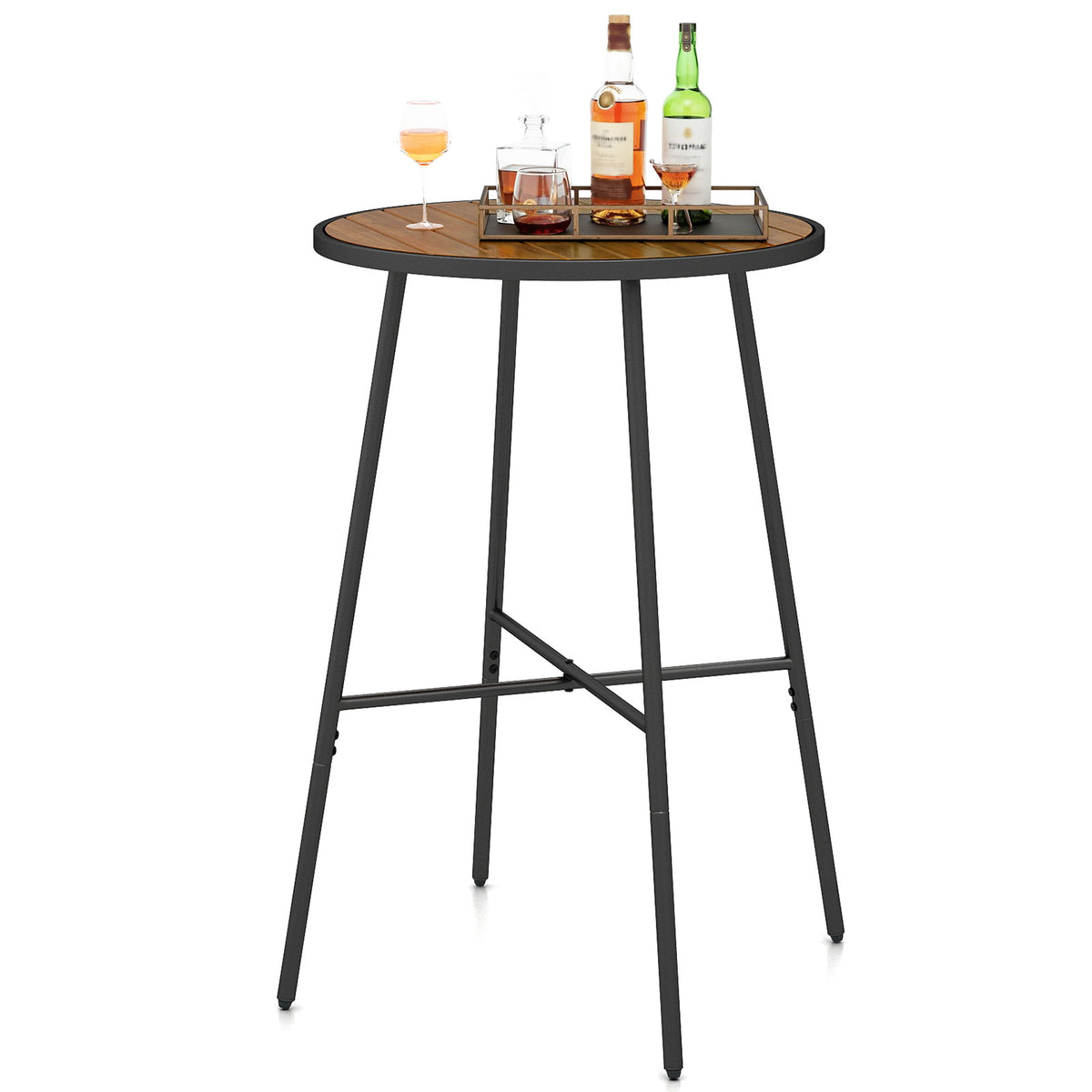 Foldable Outdoor Bar Stools, Set of 2 - Teak Wood