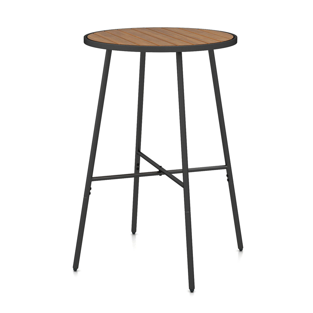 Outdoor Bar Table 41 inch Height Patio Round with Acacia Wood Top and