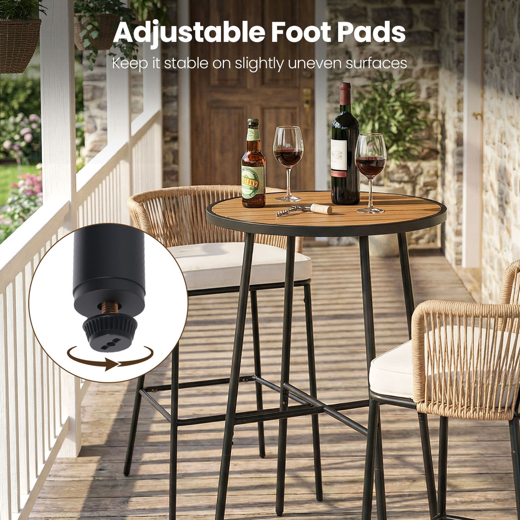 Outdoor Bar Table 41 inch Height Patio Round with Acacia Wood Top and