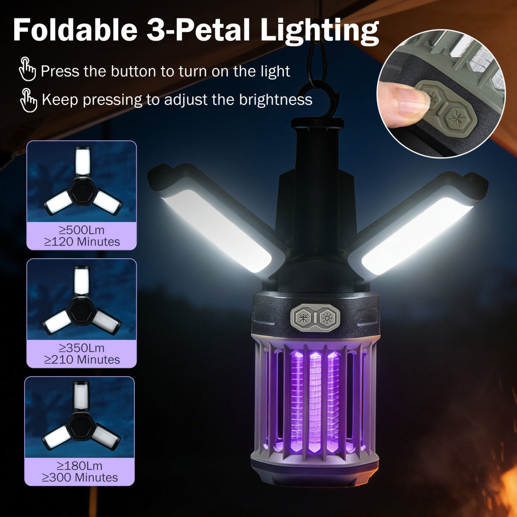 Outdoor Bug Zapper with Foldable Camping Lantern USB-C Rechargeable