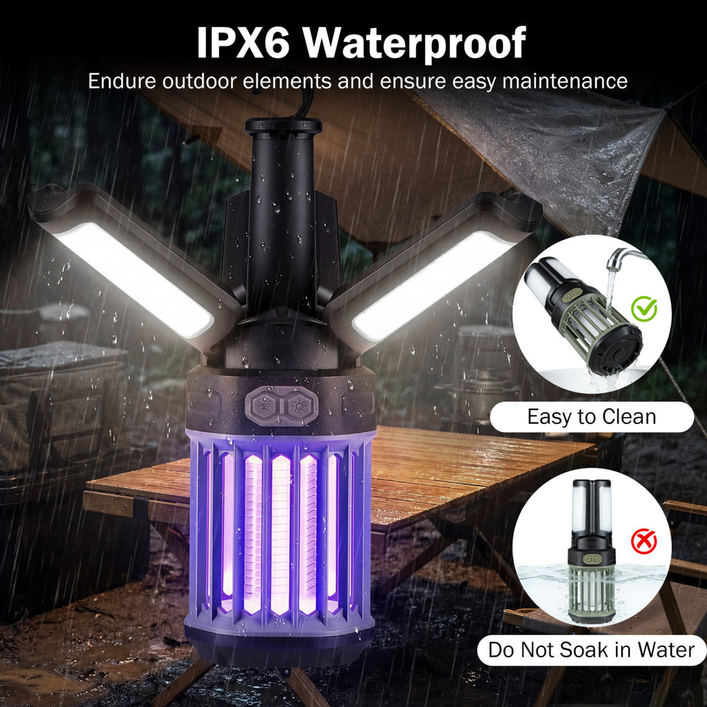 Outdoor Bug Zapper with Foldable Camping Lantern USB-C Rechargeable
