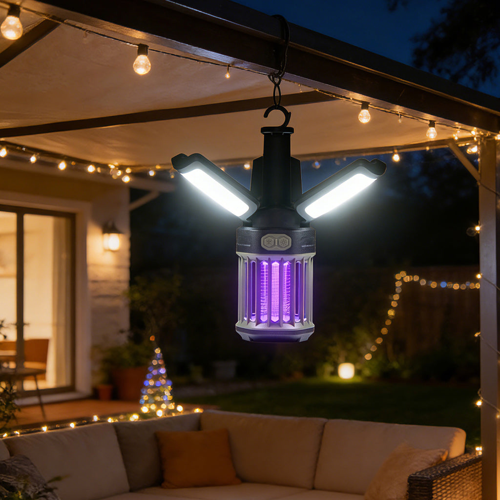 Outdoor Bug Zapper with Foldable Camping Lantern USB-C Rechargeable