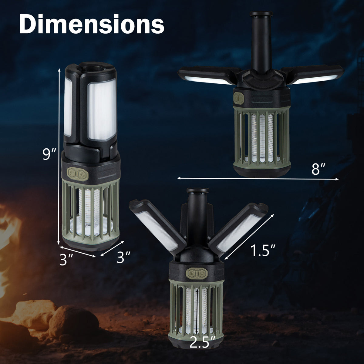 Outdoor Bug Zapper with Foldable Camping Lantern USB-C Rechargeable