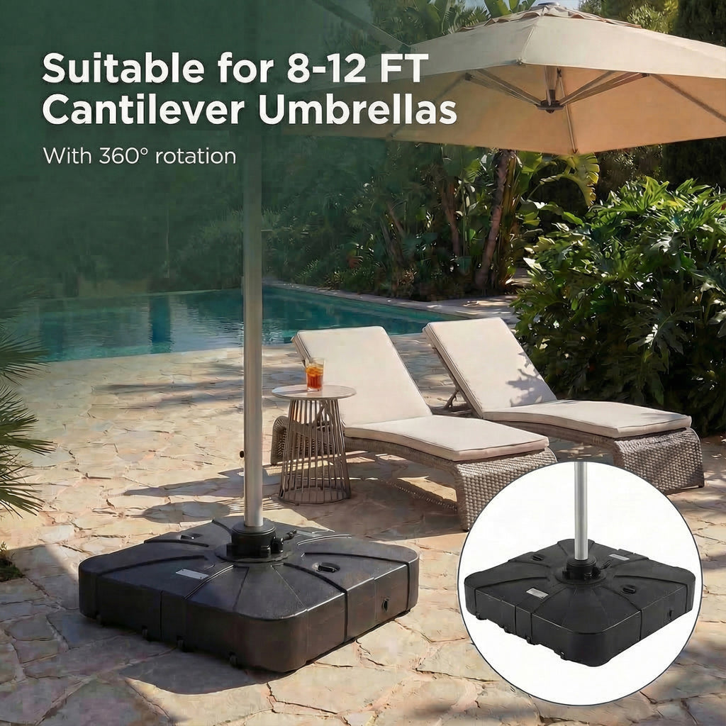 Outdoor Cantilever Umbrella Base Square Water and Sand Fillable