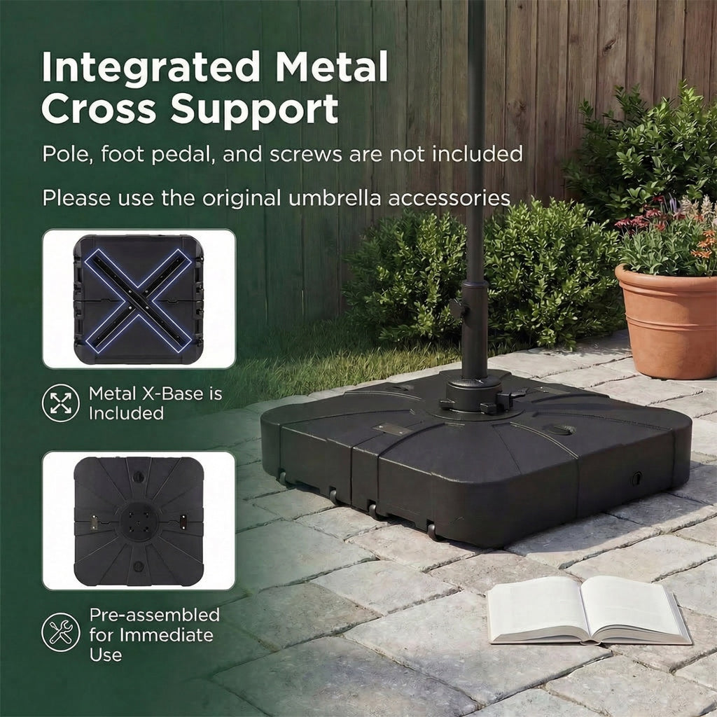 Outdoor Cantilever Umbrella Base Square Water and Sand Fillable