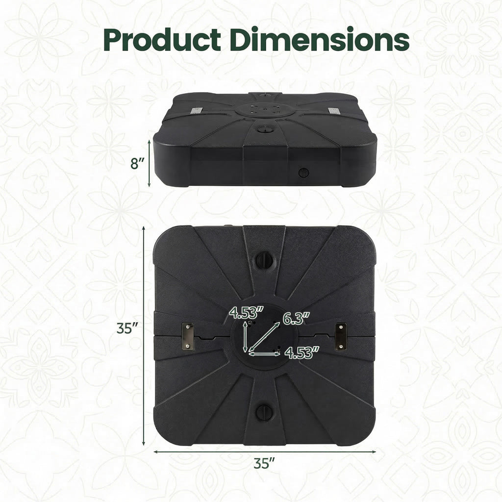 Outdoor Cantilever Umbrella Base Square Water and Sand Fillable