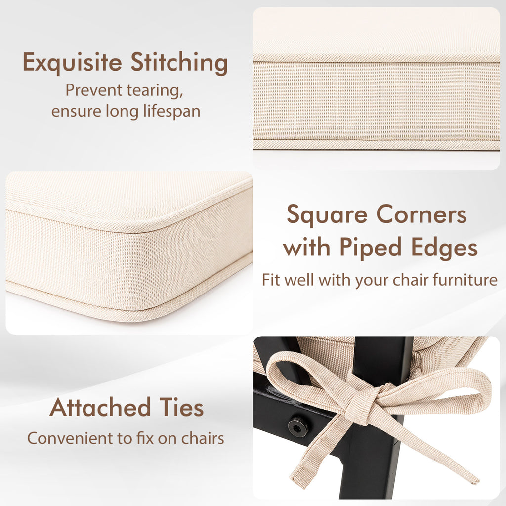 Outdoor Chair Cushion Set of 2 Waterproof Fade-Resistant Olefin Seat