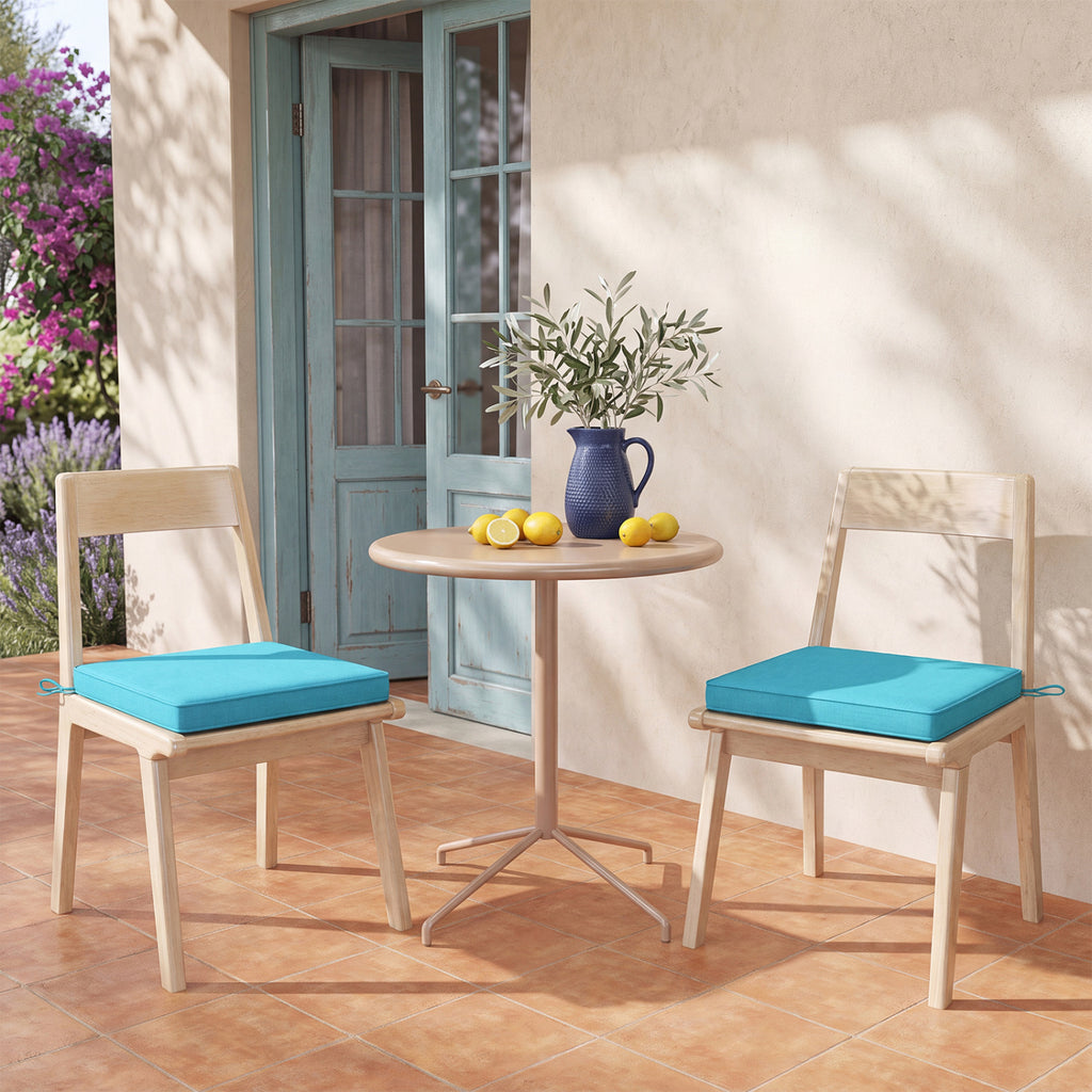 Outdoor Chair Cushion Set of 2, Waterproof Fade-Resistant - Turquoise 20"