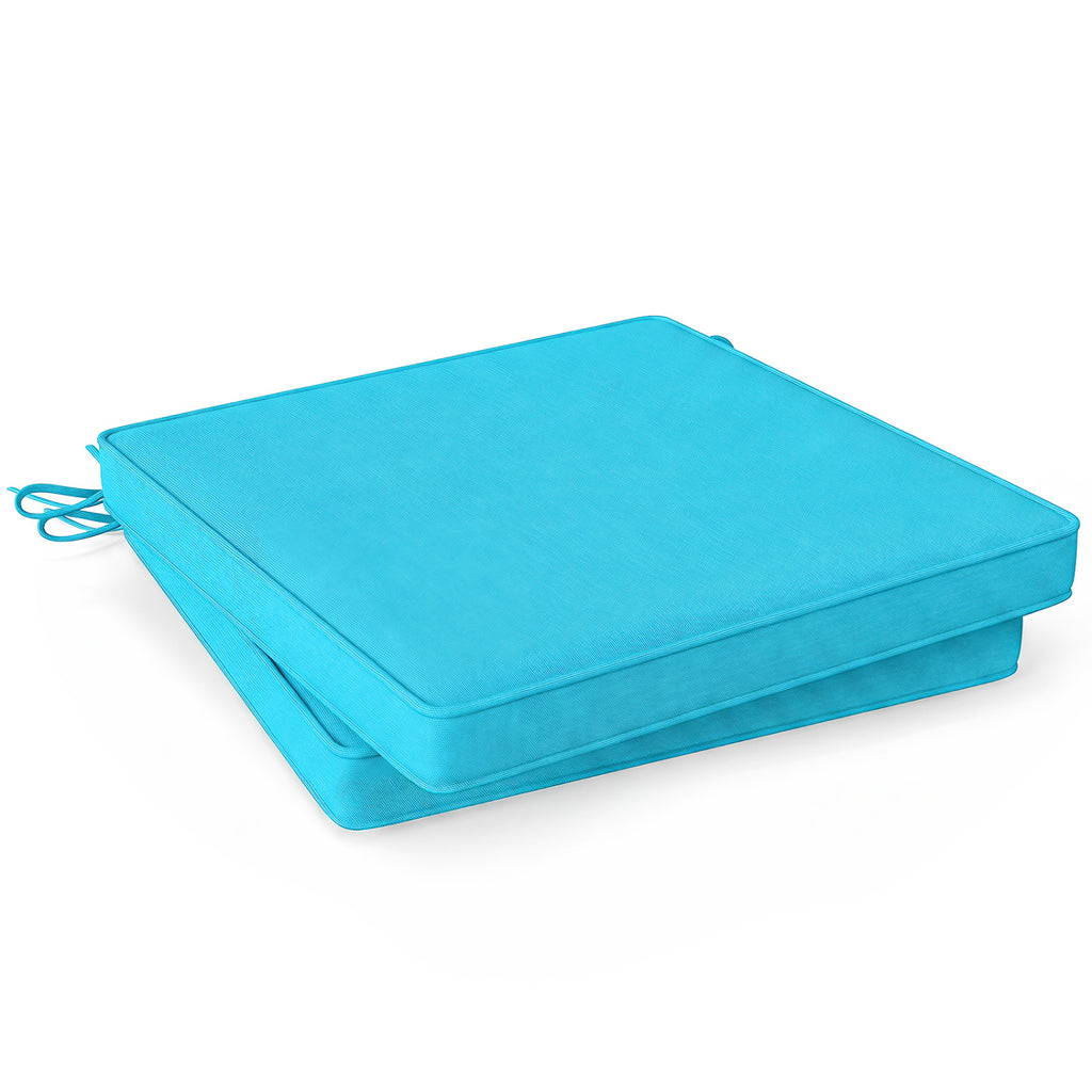 Outdoor Chair Cushion Set of 2, Waterproof Fade-Resistant - Turquoise 20"