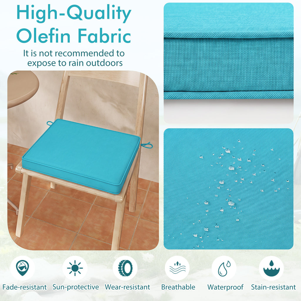 Outdoor Chair Cushion Set of 2, Waterproof Fade-Resistant - Turquoise 20"
