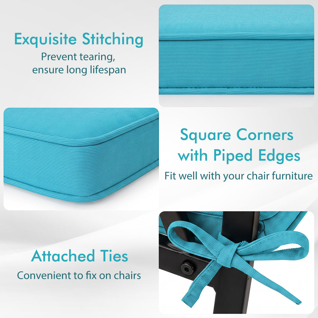 Outdoor Chair Cushion Set of 2, Waterproof Fade-Resistant - Turquoise 20"