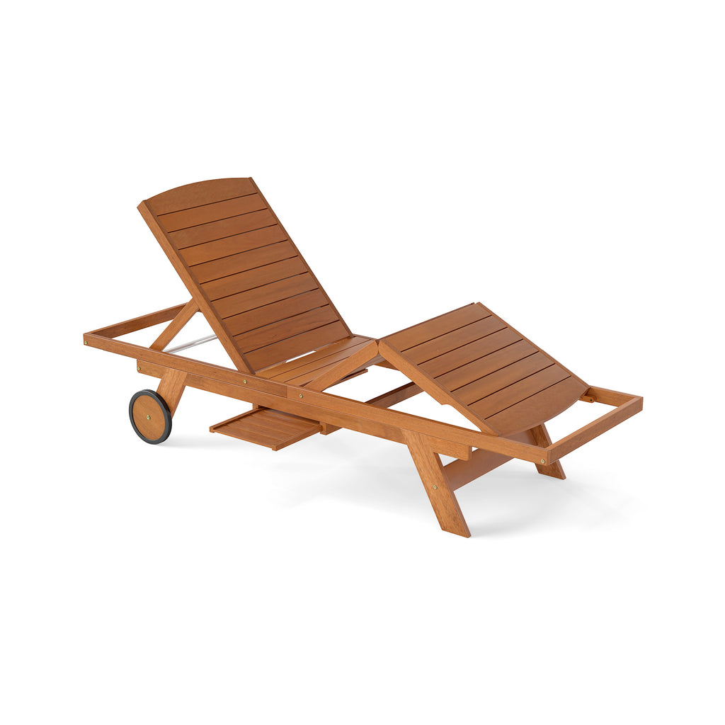 Outdoor Chaise Lounge Chair with Wheels & Adjustable Backrest