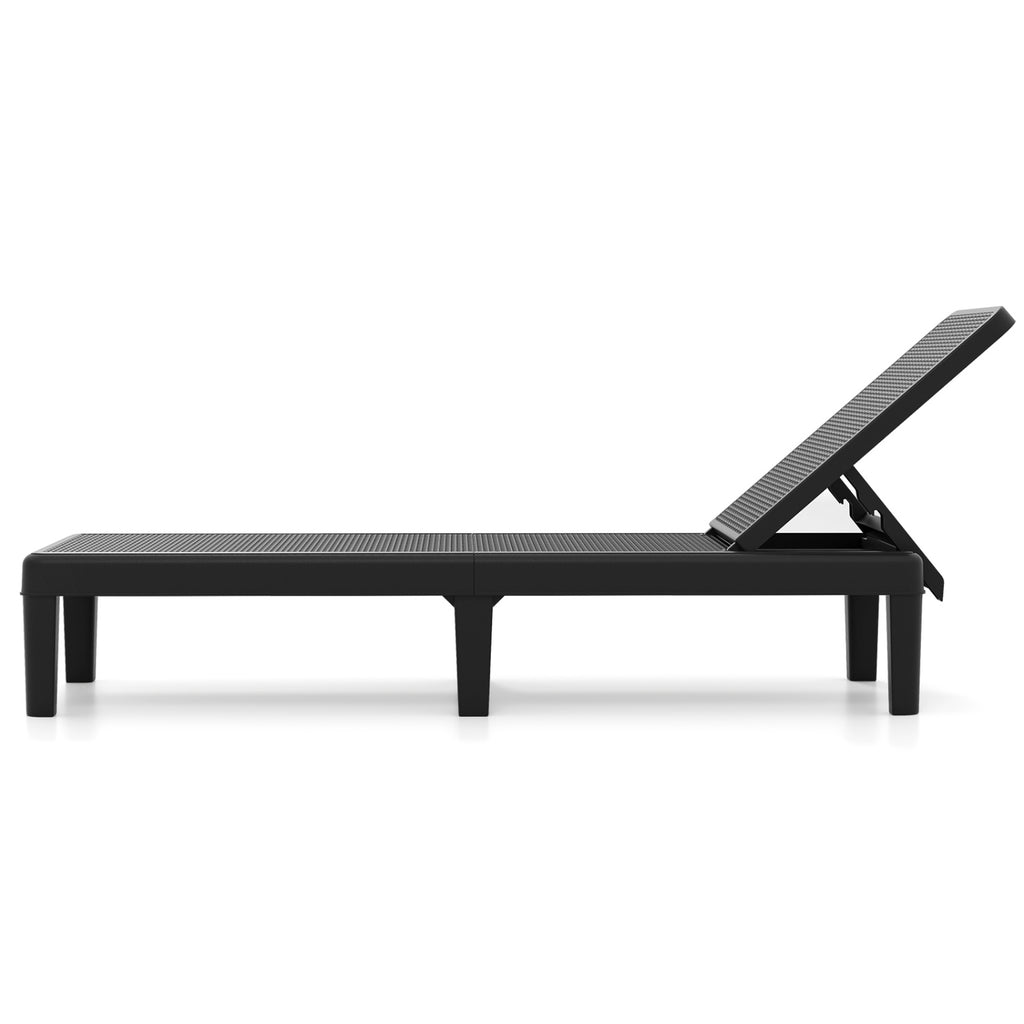 Outdoor Chaise Lounger Chair Set of 2, Black - Waterproof Rattan