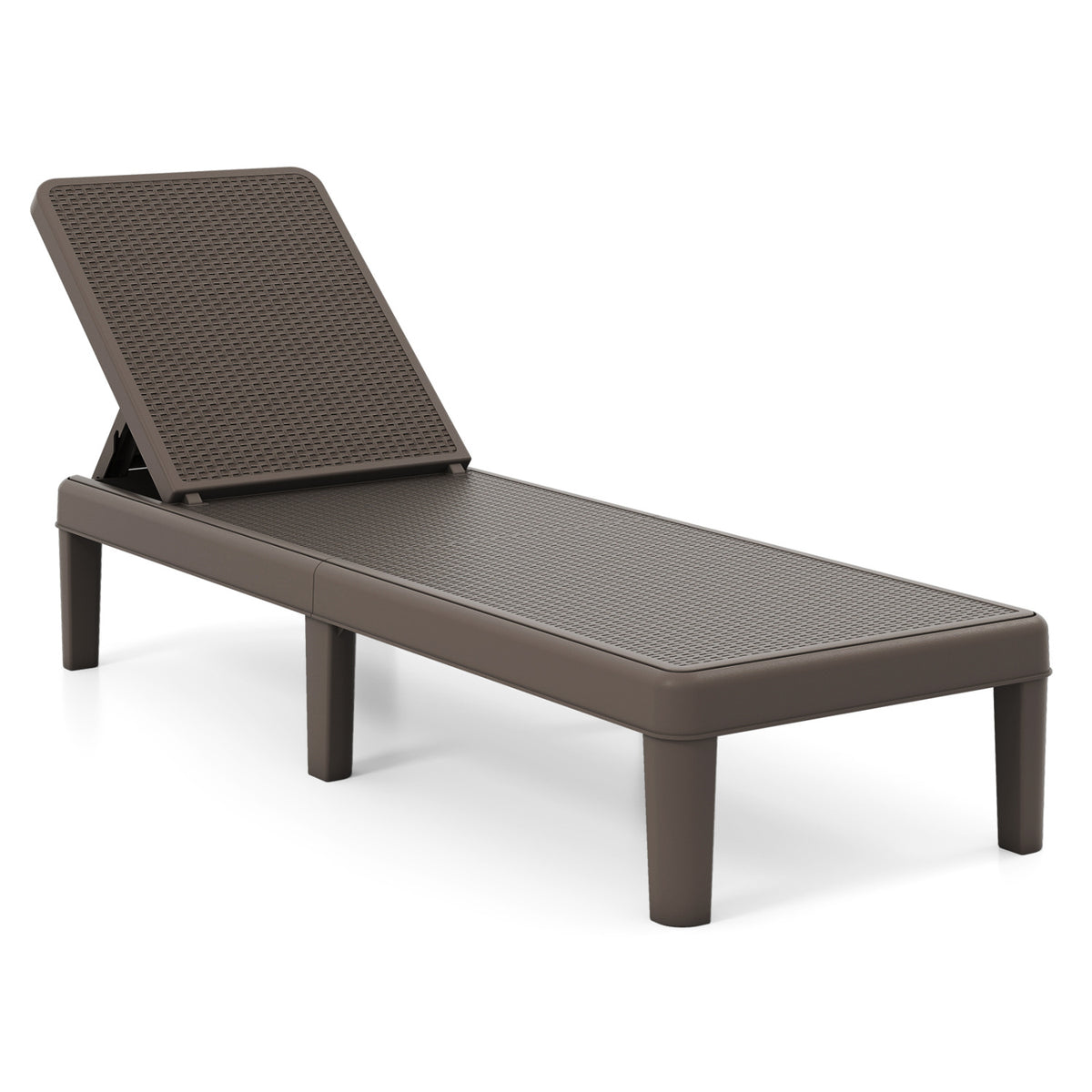 Outdoor Chaise Lounger Chair with Waterproof Rattan Textured PP