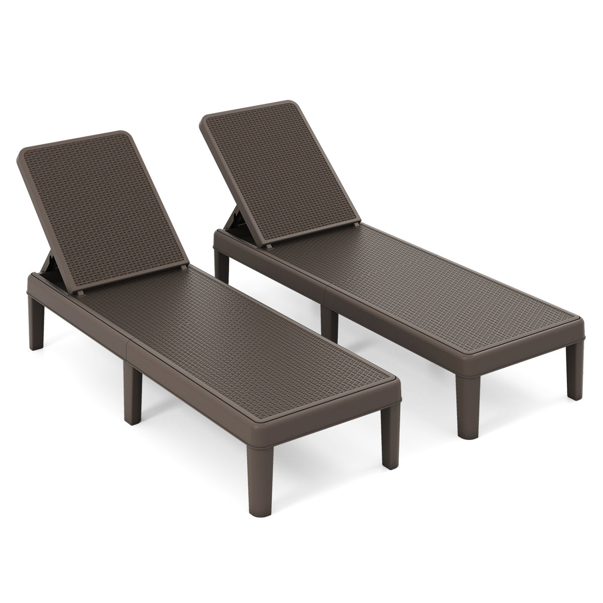 Outdoor Chaise Lounger Chair with Waterproof Rattan Textured PP