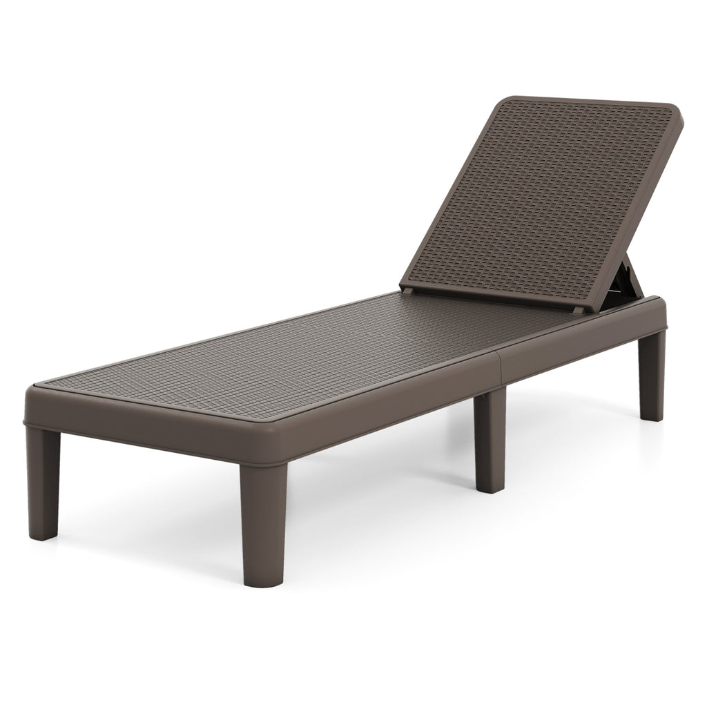 Outdoor Chaise Lounger Chair with Waterproof Rattan Textured PP