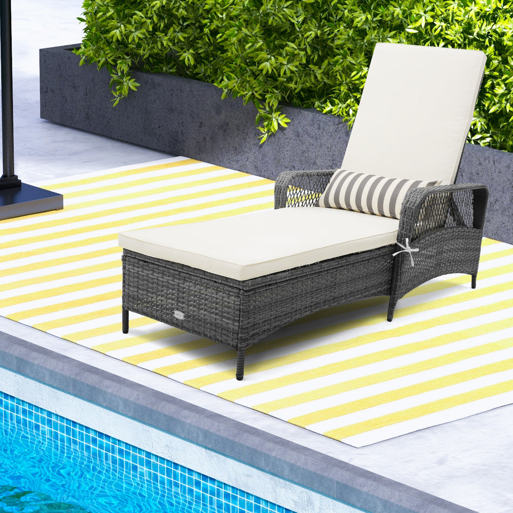 Outdoor Chaise Lounge Chair Patio Recliner with 6-level Backrest