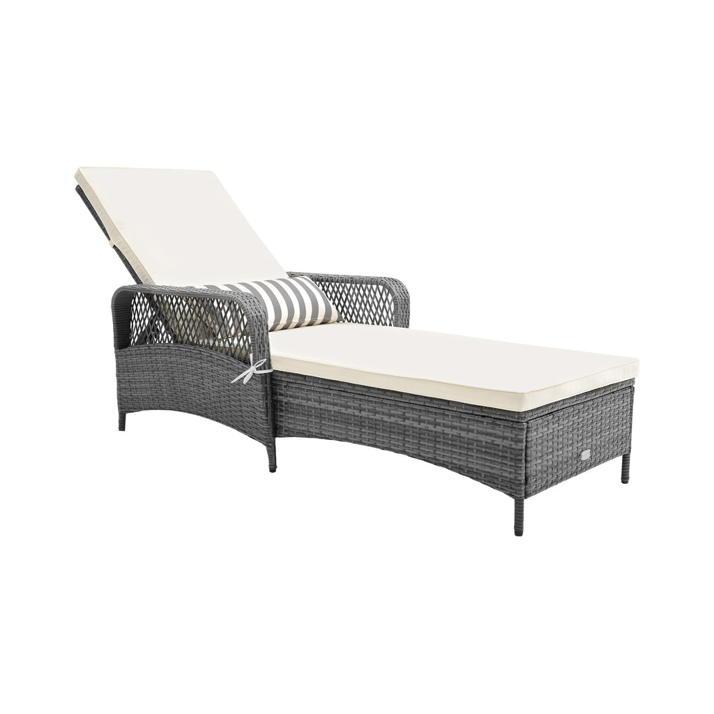 Outdoor Chaise Lounge Chair Patio Recliner with 6-level Backrest