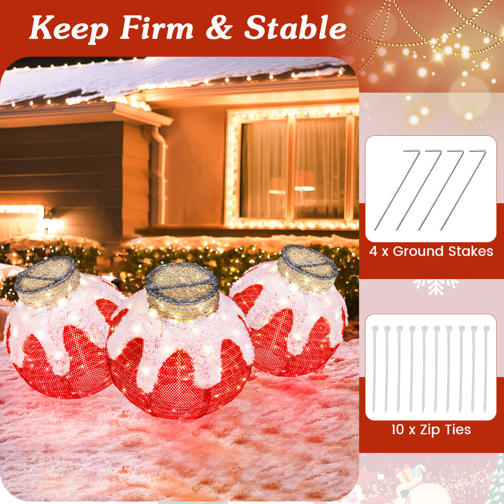 Outdoor Christmas Lantern Pop-Up Lighted Ball with 80 LED Lights - 18 Inch, Waterproof, Festive Decor