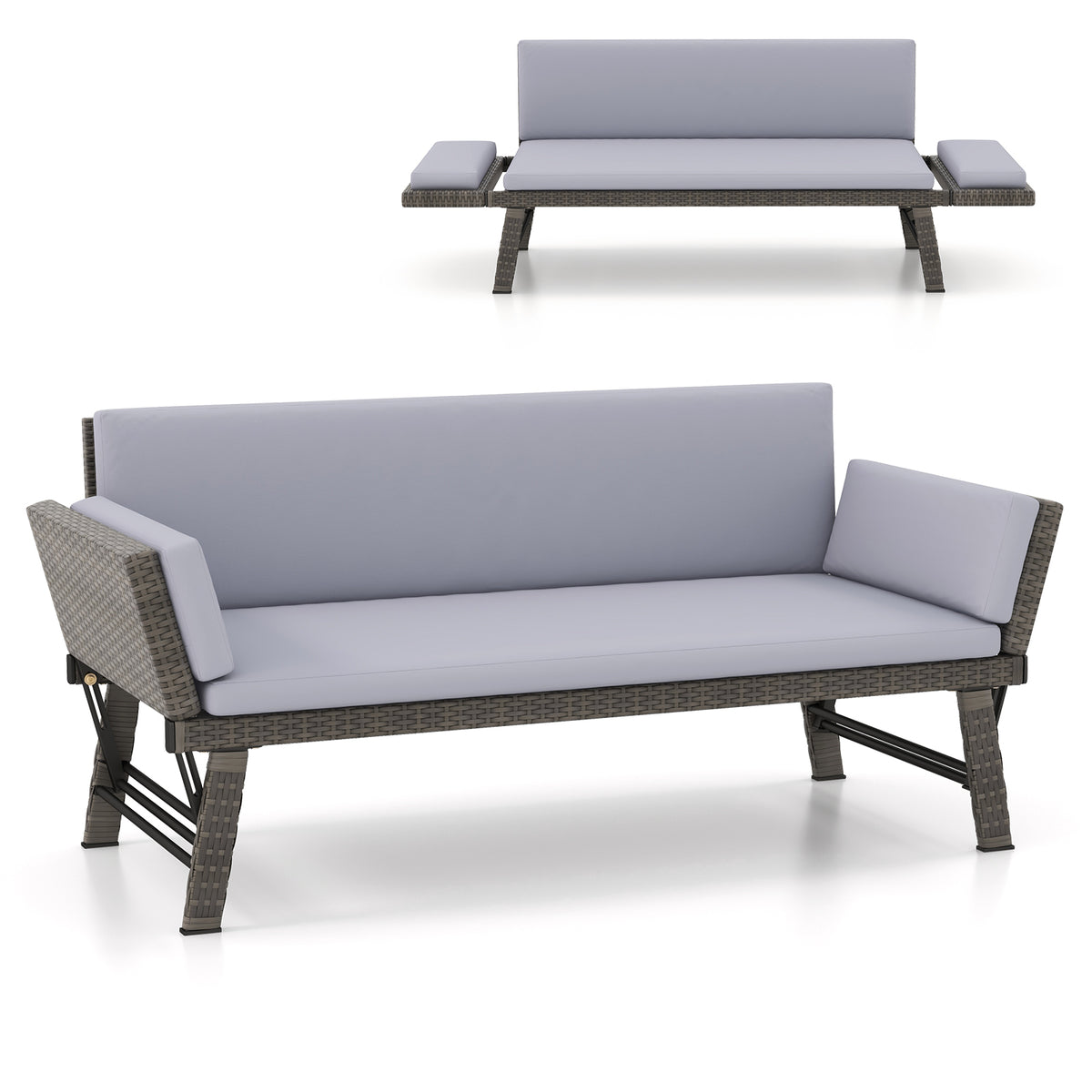 Patio Aluminum Loveseat Sofa Outdoor Furniture Set with Thick Back