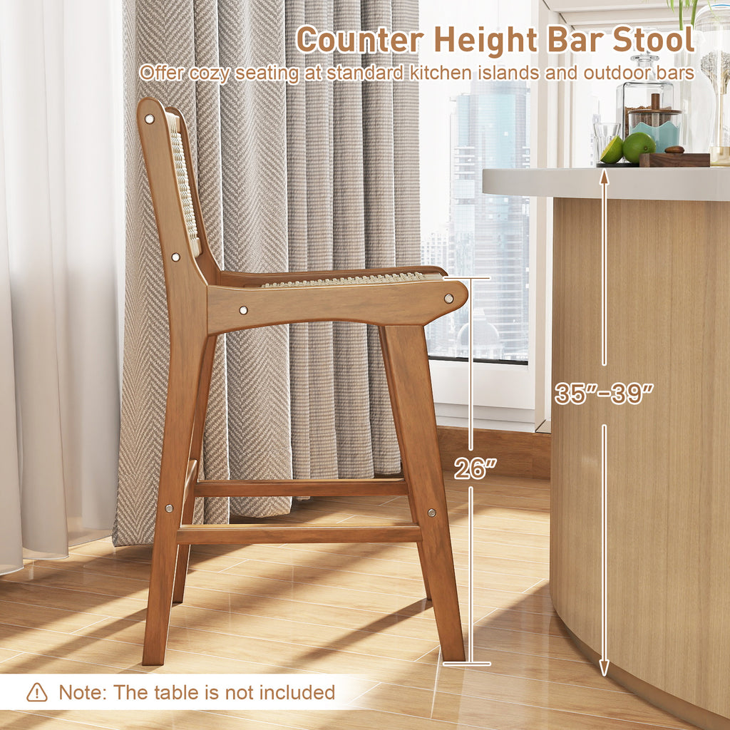 Outdoor Counter Height Bar Stool with Teak Wood Frame