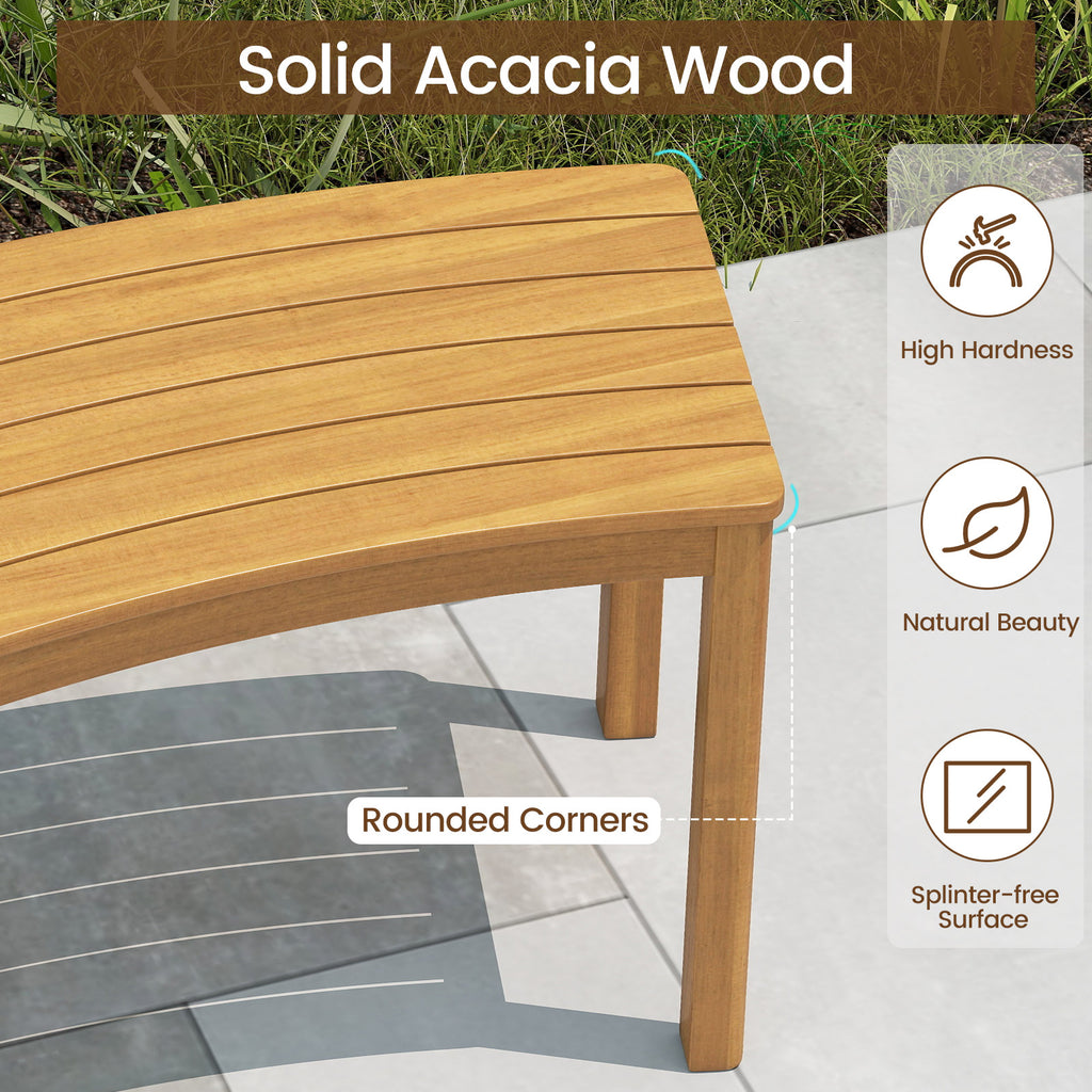 Acacia Wood Outdoor Bench Set of 3 - Curved Backless