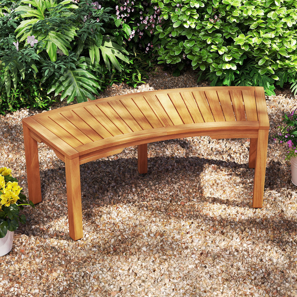 Acacia Wood Curved Garden Bench 2-Person - Set of 7