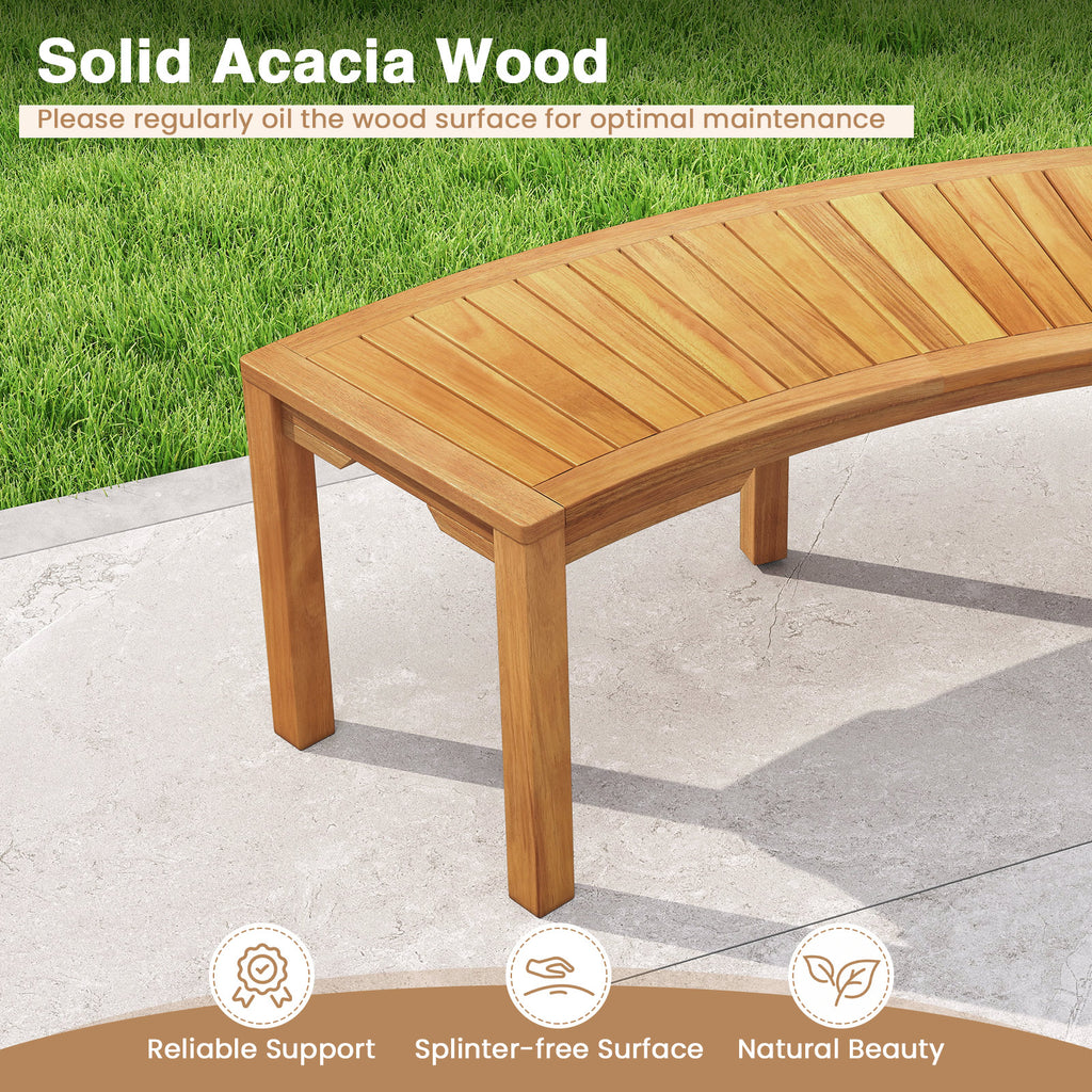 Acacia Wood Curved Garden Bench 2-Person - Set of 7